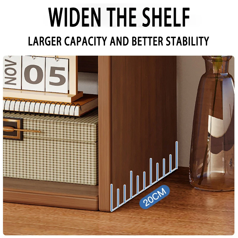 Desktop Wooden Bookshelf Storage Organizer Bookcase Storage Shelf Cabinet Closet Bookshelf for Home Office Bedroom Rack