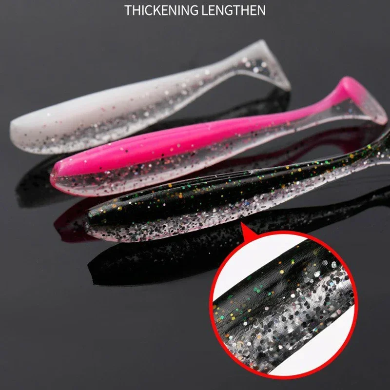 Soft Lures Bait 55mm 63mm 70mm 90mm Tail Jigging Wobblers Fishing Lure Tackle Bass Pike Aritificial Silicone Swimbait 10pcs fishing lure carp fishing bait