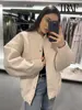 TRAF Women Fashion With Pockets Oversized Bomber Jacket Coat Vintage Long Sleeve Snap Button Female Outerwear Chic Tops 1