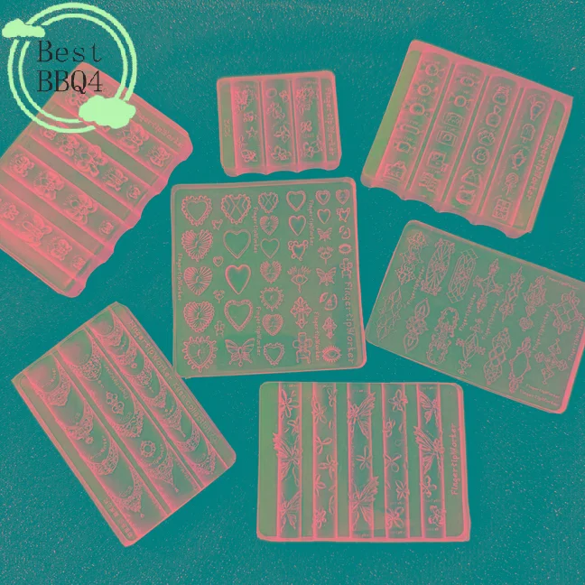 (BBQ4) 바로크 하트 프렌치 목걸이 나비 꽃 3D 아크릴 네일 몰드 DIY 네..