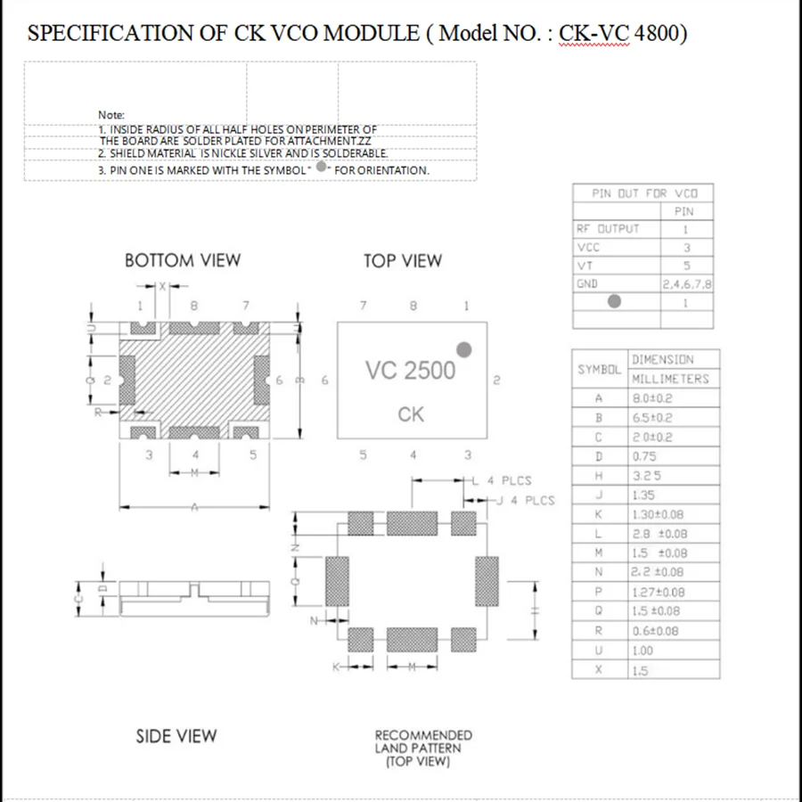 (10개) VC4800 4.8G-5.0G 4800-5000MHZ VCO 전압 제어 발진기 신호 차단기