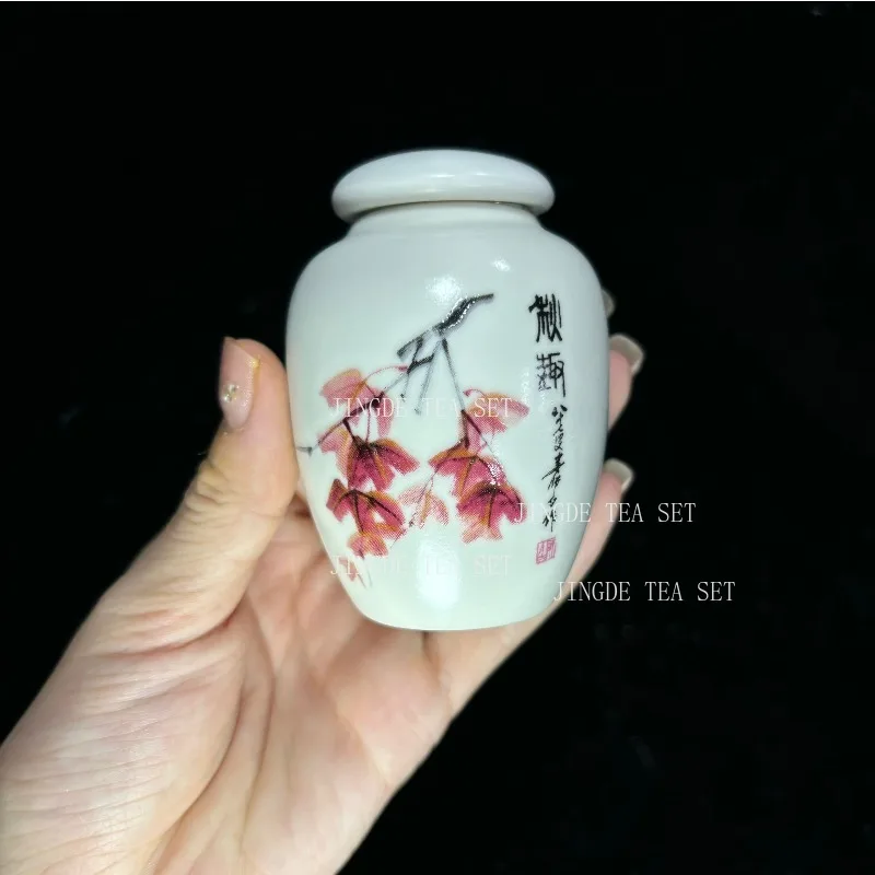 Portable Ceramic Tea Caddy Household Storage Sealed Tank Travel Coffee Moisture-proof Jar Kitchen Spice Candy Containers