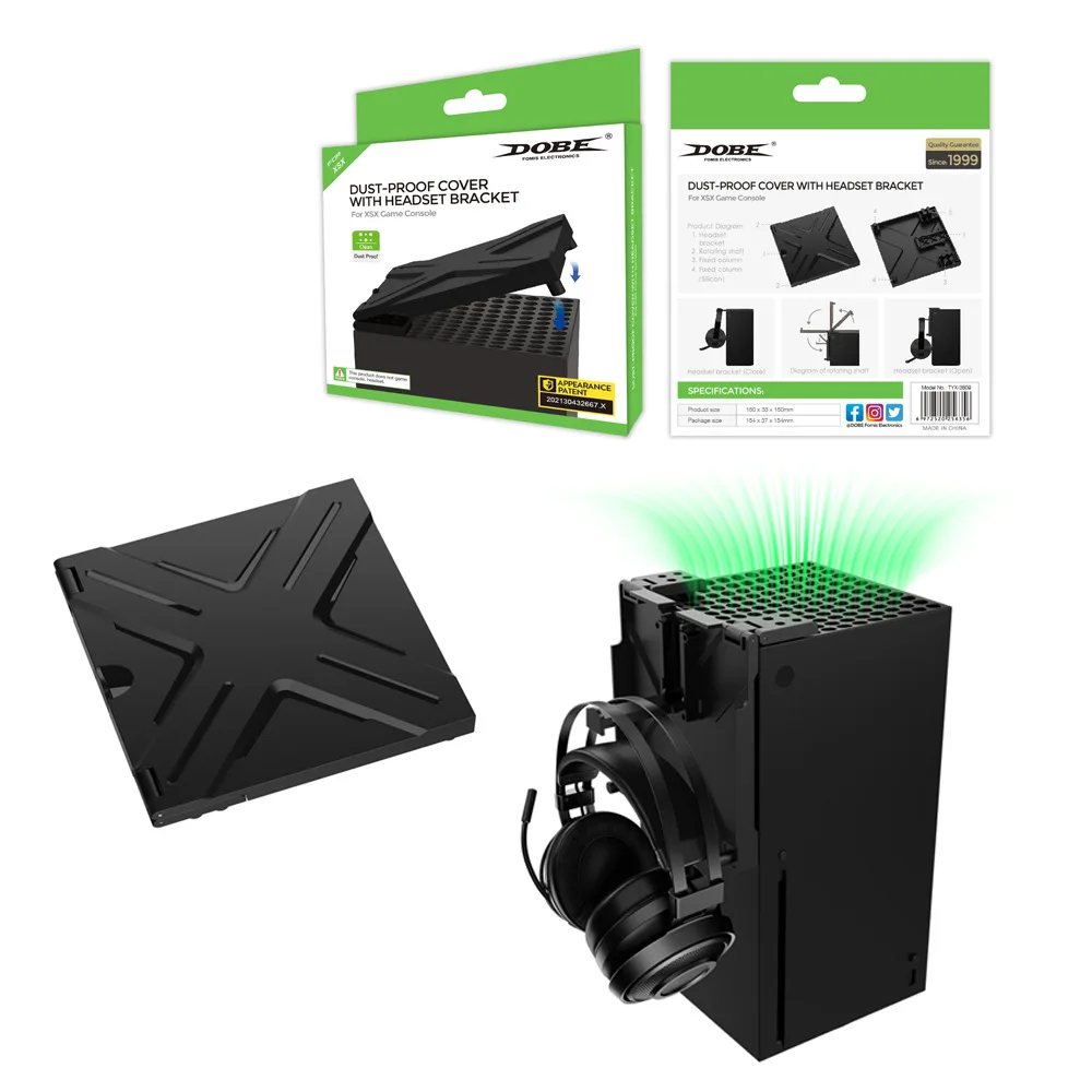 Game Console Dust Cover Dustproof Case For Xbox Series X/S Host Top Dust Filter With Earphone Bracket Accessories
