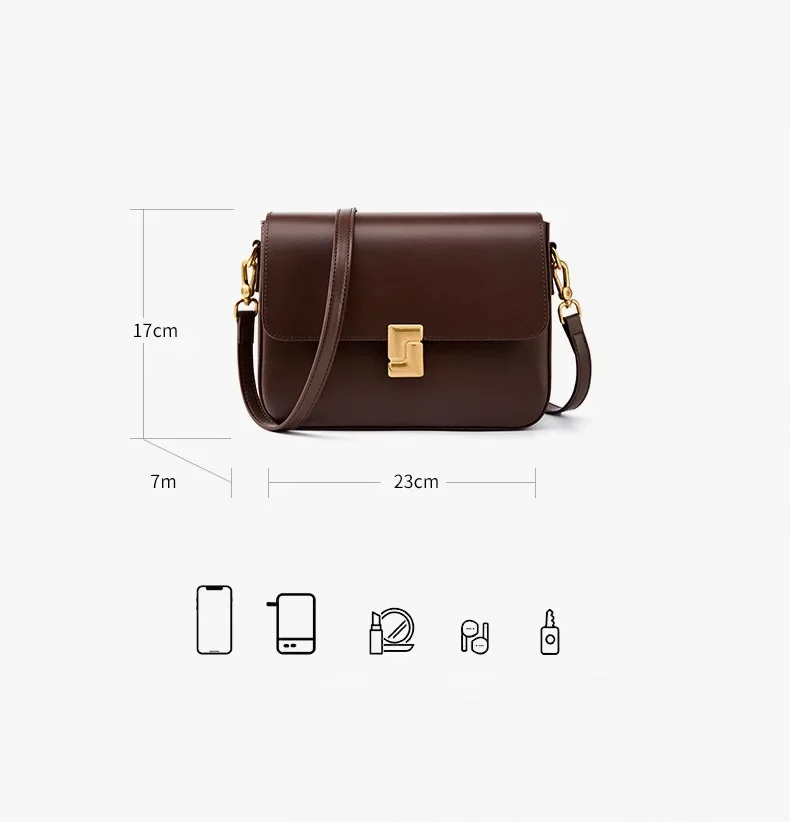 Luxury Women’s Genuine Leather Crossbody Square Bag