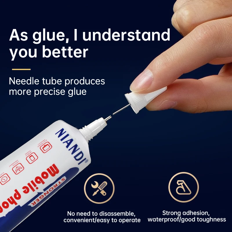 1pc Nandi 60ml Mobile Phone Adhesive Glue, Strong Bonding Plastic Tube Glue, for Phone Screen, Frame & Case Repair, Compatible w 4