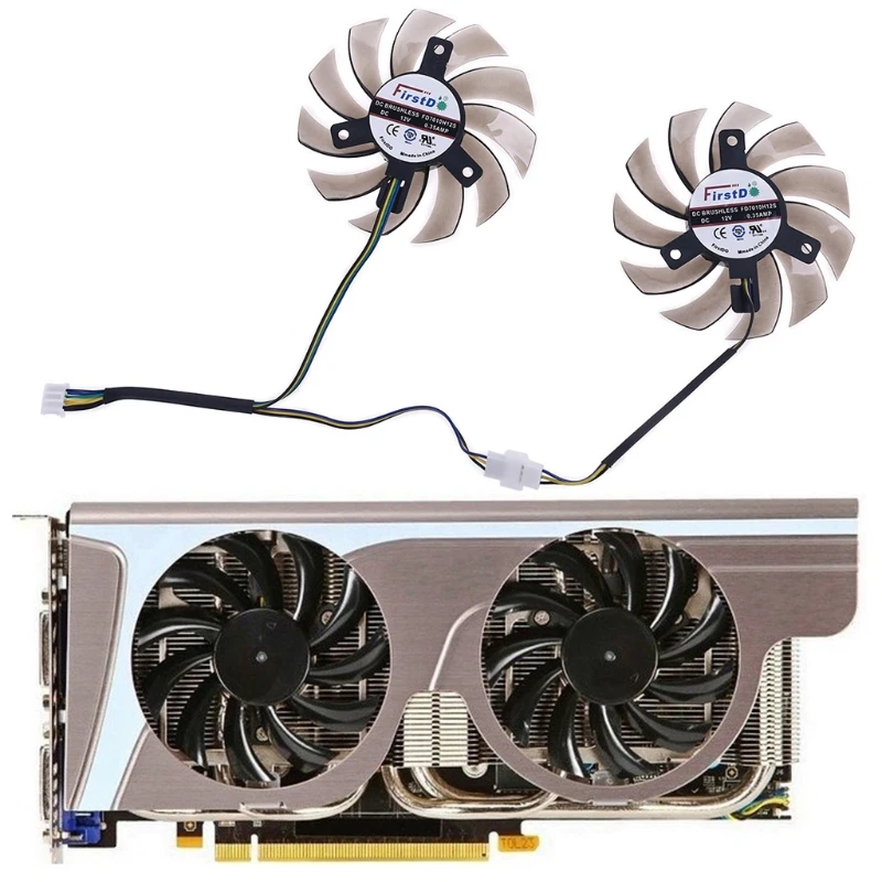 

1 Pair FD7010H12S 75mm 4Pin Cooler Fan for MSI R6870 R6790 Graphics Card