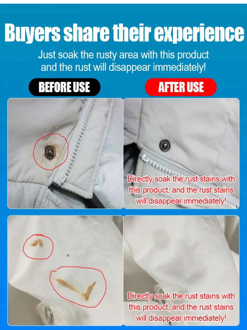 Deep Stain Removal Rust Stain Remover Clothes Rust Remover Detergent Clothes Detergent
