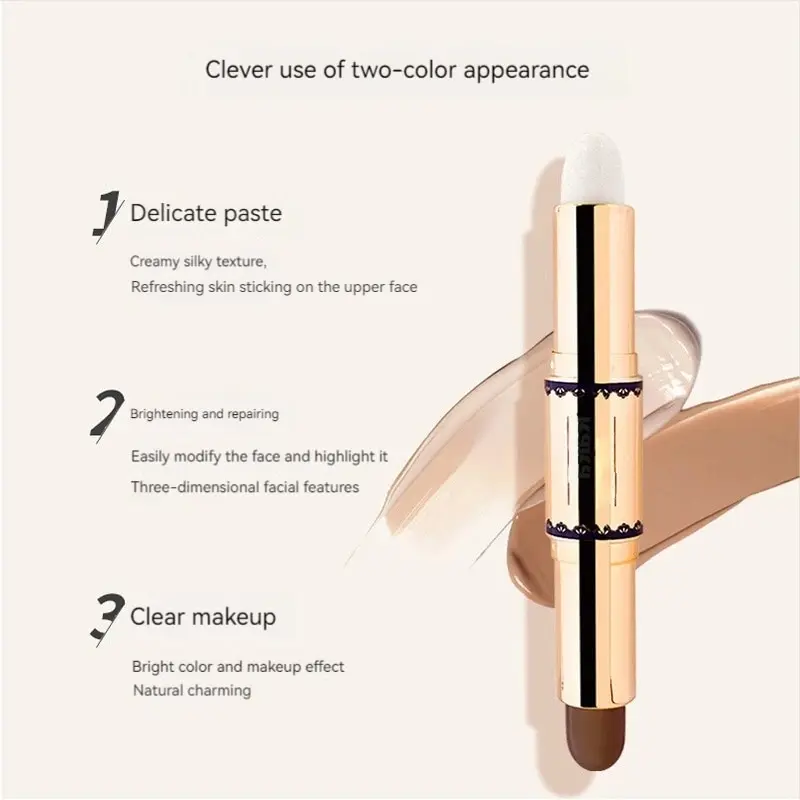 Double Color Contouring Stick Highlight Makeup Waterproof Repair Foundation Cosmetics Contour Makeup Concealer Stick Pencil face highlighter,facial contour stick