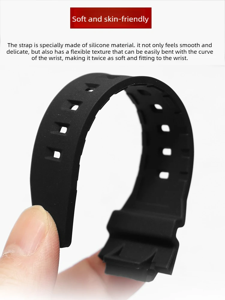 Soft Silicone Sports Watch Strap in Black
