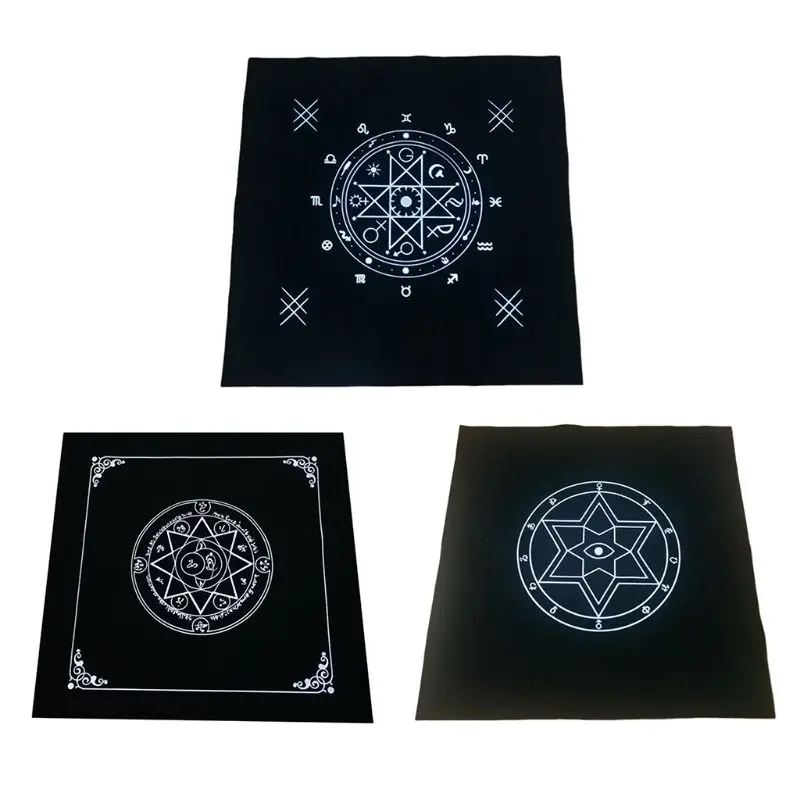 

50x50cm Art Tarot Pagan Altar Cloth Flannel Tablecloth Divination Cards Square Tapestry Decor Table Cover R66E