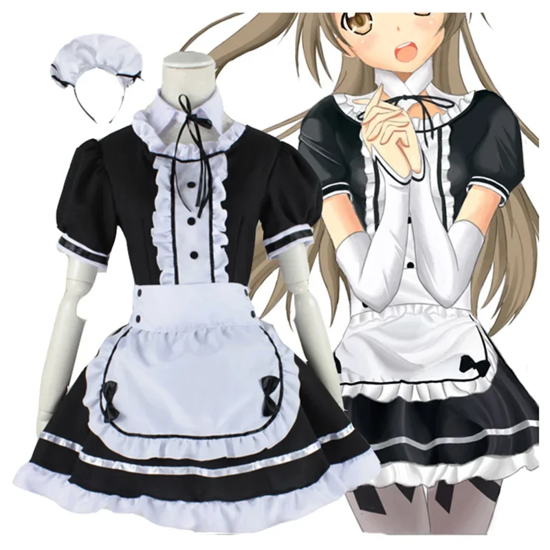 

Classic Akihabara Black Cute Lolita Maid Dress Costumes Cosplay Suit For Girls Woman Waitress Maid Party Stage Costumes