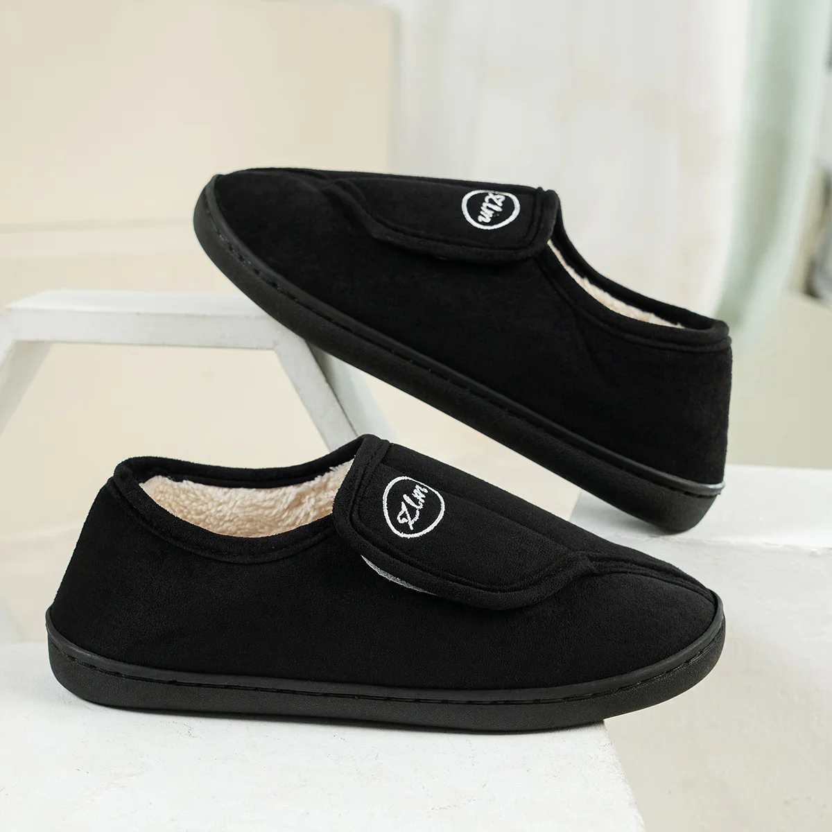House Shoes for Men Suede Leather Slippers Non-Slip Slip-on Shoes Comfy Warm Plush Indoor/Outdoor for Diabetic Swollen Feet 5