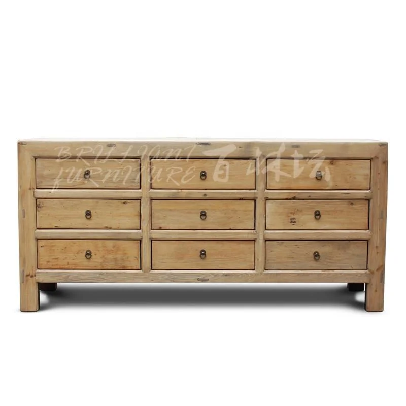 

China Manufacturer Decorative Solid Wood Living Room Furniture Antique Natural Drawers Sideboard Buffet