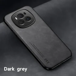 Leather Smartphone Case with Metal Plate Support for Honor X40 GT (Dark Gray)
