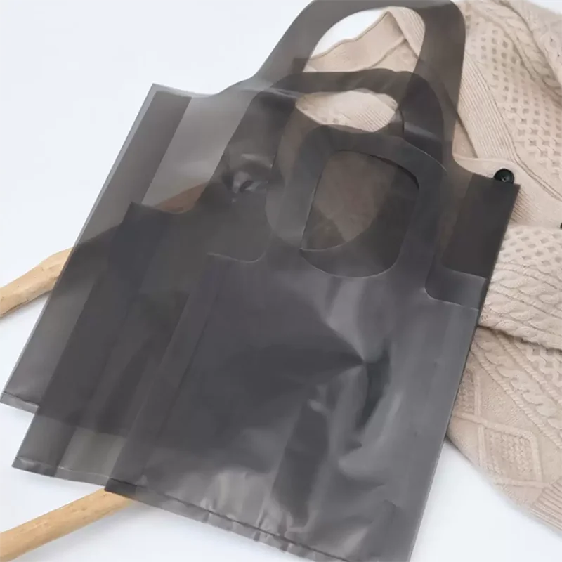 25pcs Transparent Clothing Store Tote Bags Women's Plastic Gift Shopping Packaging Bags for Clothes Customizable Logo 2