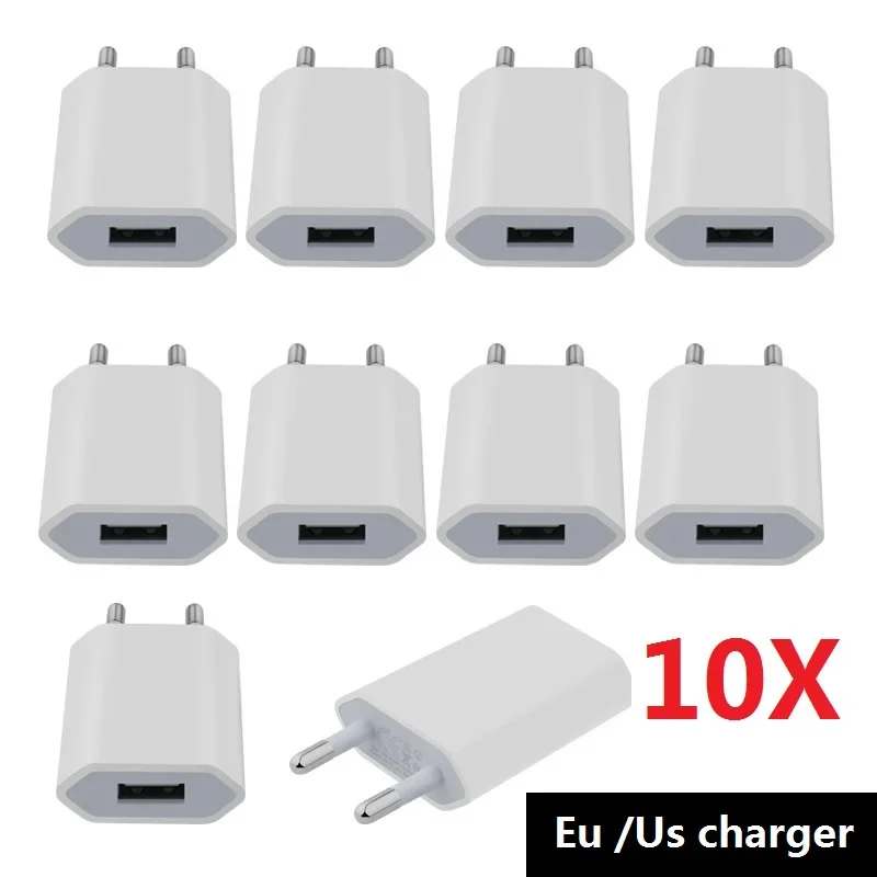 10/20pcs US/EU Plug 5V 1A AC USB Wall Charger Power Adapter 5W Phone Charger for Samsung iphone HTC Huawei Xiaomi Charger