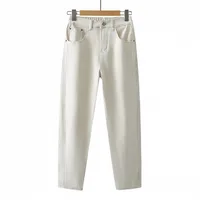 Wine Red Plus Size Jeans for Women High Waisted Loose Fitting Harem Pants Elastic Cotton Denim Pants Mum Jeans Baggy Jeans - Image 3