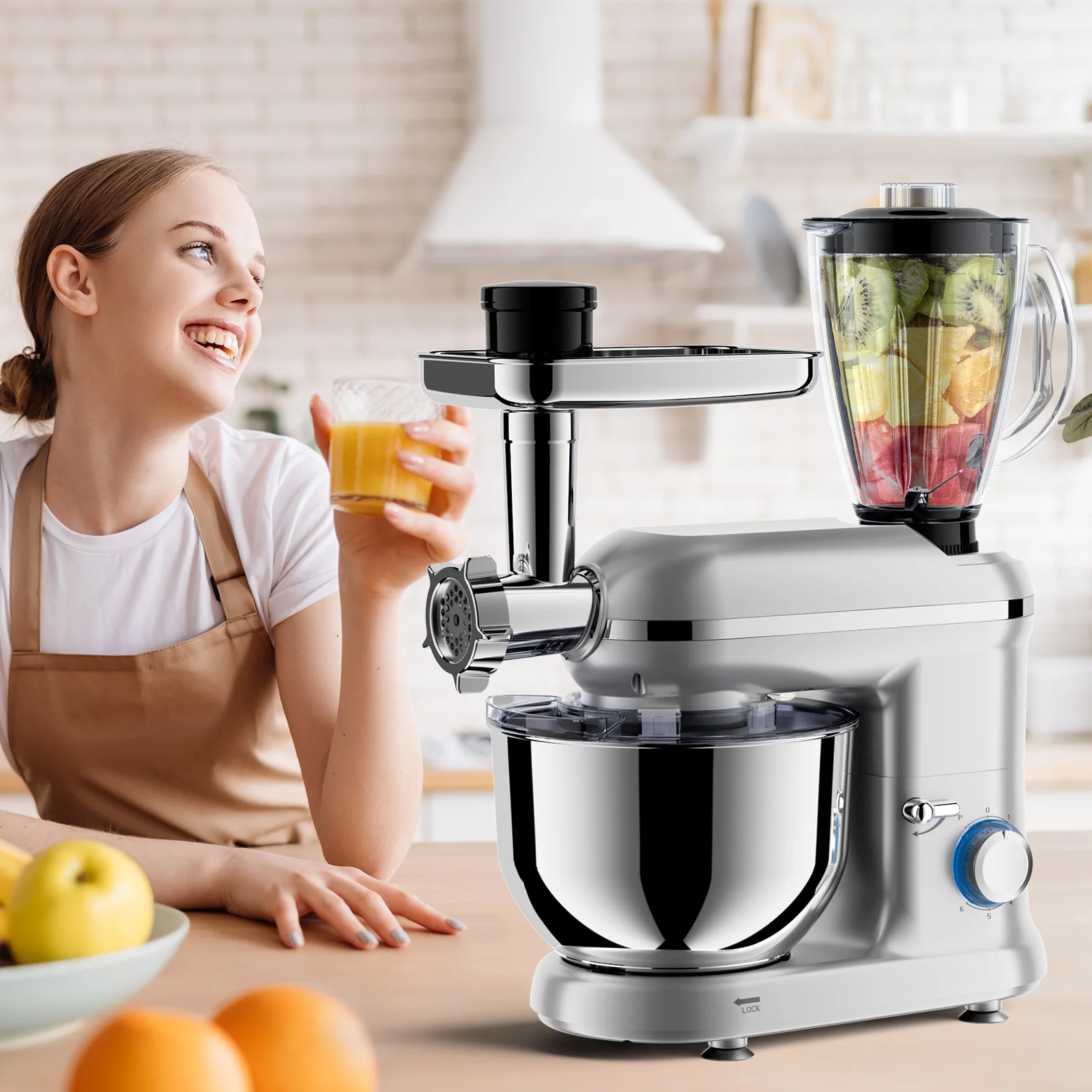 5in1 Multifunction 5.5L Electric beater bakery amasadoras LCD display food mixing stand dough mixer for kitchen househould 3