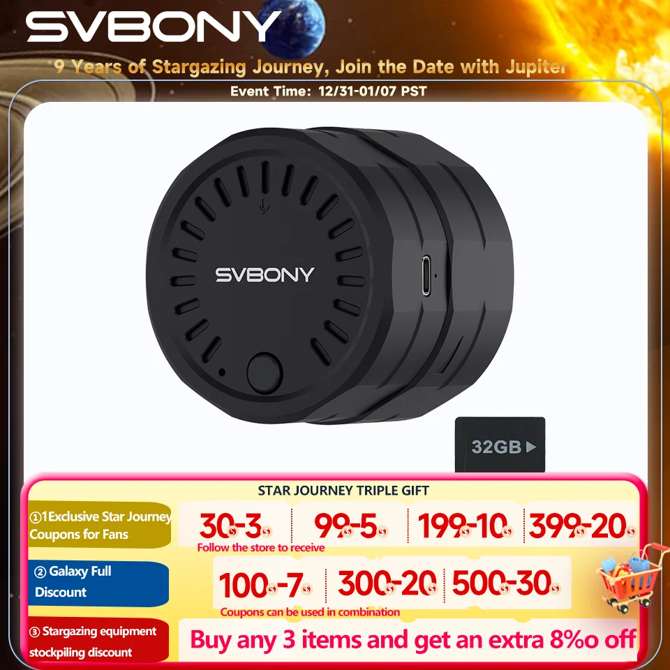 Svbony SC311 Télescope WiFi Caméra D'astronomie, Caméra Sans Fil à Connexion WiFi 4 Points Avec Capteur CMOS IMX662, Oculaire Electronique Avec Carte TF De 32Go Pour EAA Et Photographie Planétaire