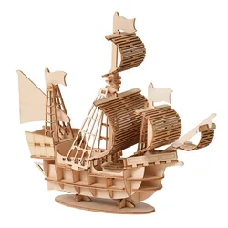 3D Sailboat Wooden Puzzle DIY Craft Kit (1pc)