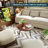Round Coffee Table Small Modern Coffee Tables Rustic Farmhouse Center Table for Living Room Home Office Mid Century Accent Sofa 4