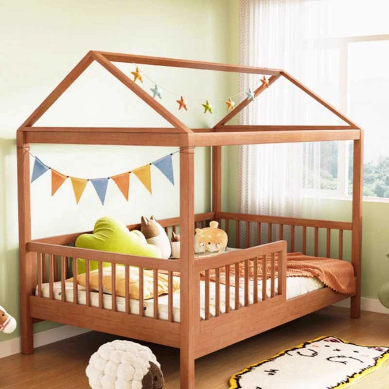 Children Tent Tree House Bed Small Single Person Boys Girls Guardrail Bed Solid Wood Princess Home Furniture
