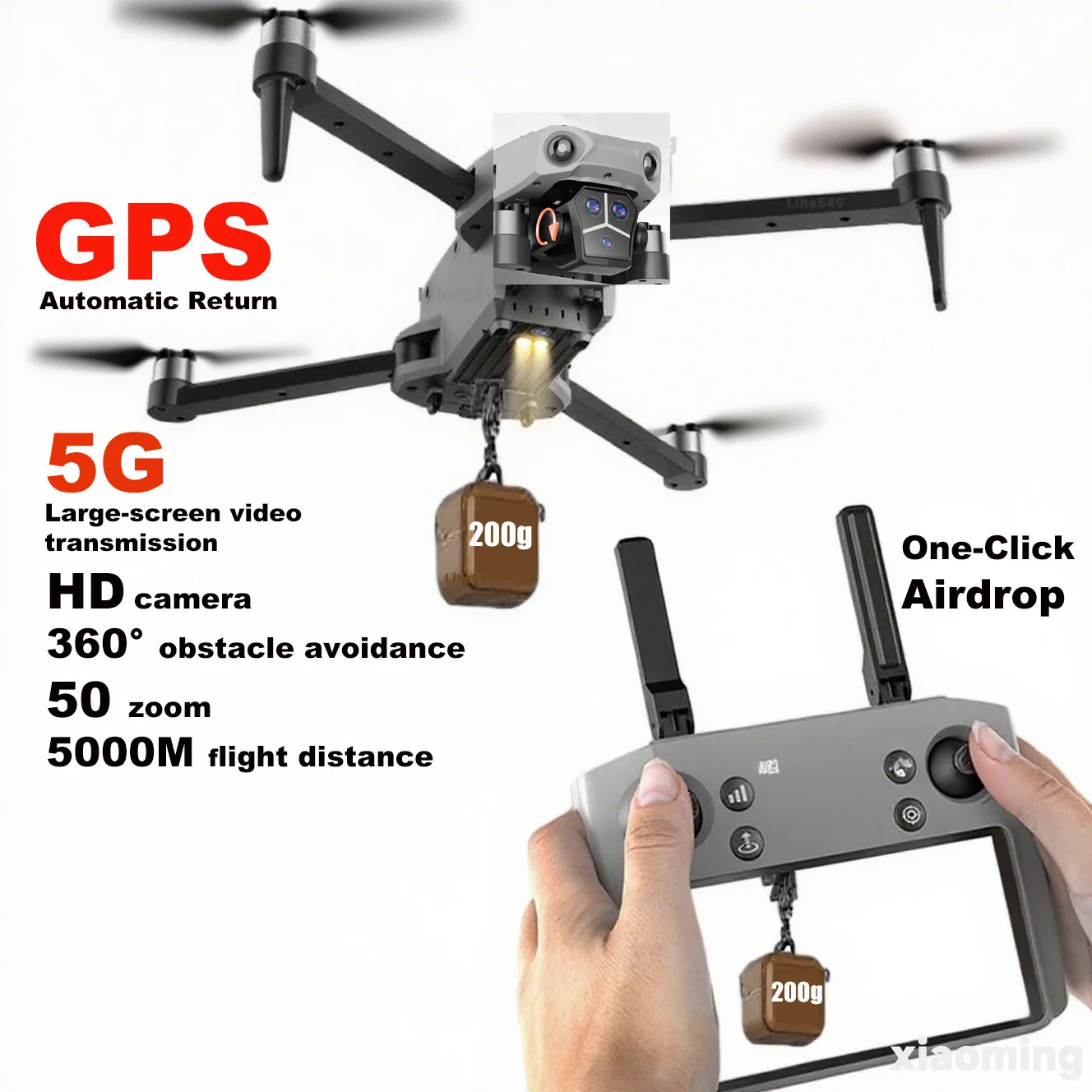 โดรนตกปลา 4K ซูม 50 เท่า บินไกล 3000 เมตร