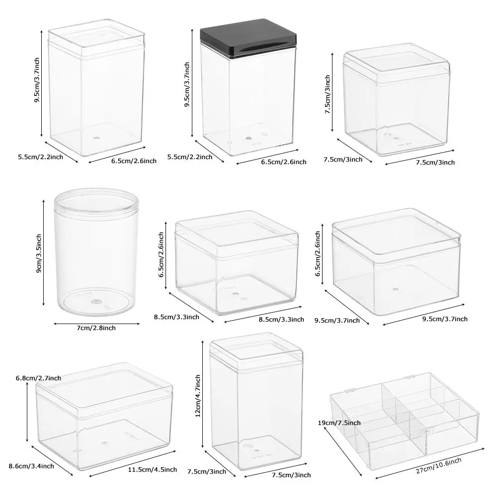 Clear Pet Plastic Storage Boxes 24 Pack 2x2x2