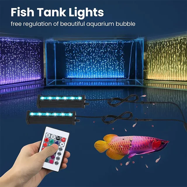 RC Fish Tank Light Colorful Slow Flashing Bubble Light 4 Mode Adjustable Submersible LED Light Aquarium Landscaping Lamp 90-260V 2