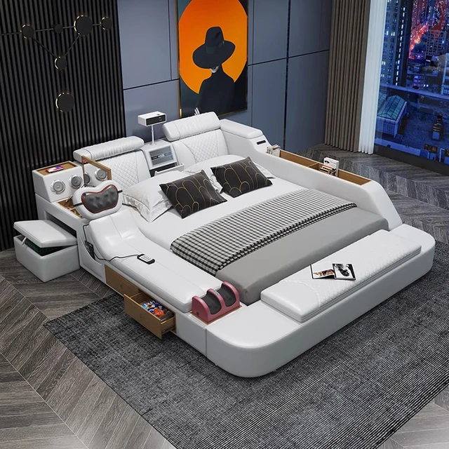 Lit de Luxe Moderne Multifonctionnel de Designer, Style Européen Unique, Grand Lit pour Hôtel, Décoration de Chambre, Letto Matrimoniale 1