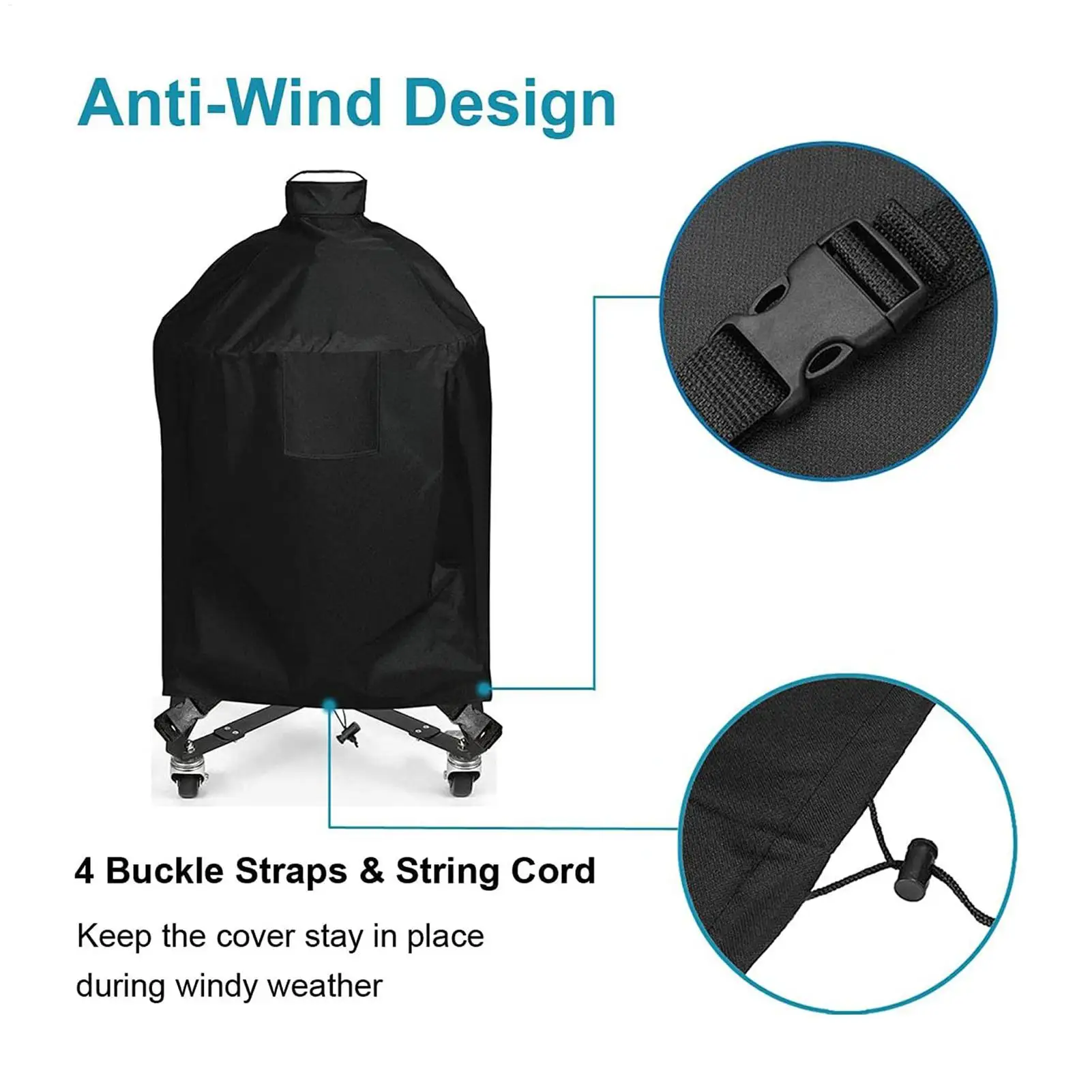 Grill Cover 210D Oxford Adjustable Protector Windproof Barbecue Grill Cover Waterproof For Outdoor Camping Grilling Kitchen