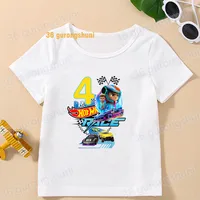 Bébé à manches courtes garçons t-shirt pour filles t-shirt fille t-shirt enfants vêtements voiture roues chaudes course 3 4 5 6 anniversaire graphique t-shirts 3