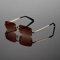 ⁦نظارات شمسية مستطيلة بدون إطار – تصميم عصري بتدرج ألوان للجنسين 😎✨⁩ - الصورة ⁦4⁩