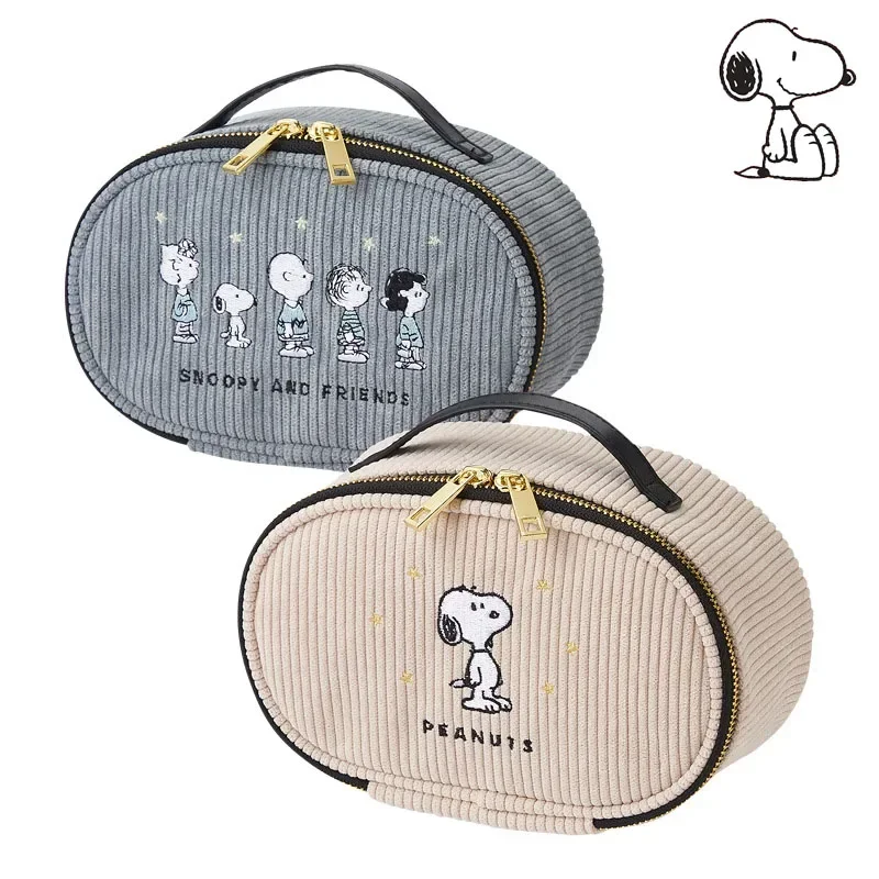 Snoopy Cartoon Lovely Fashion Corduroy Portable Handbag Makeup Bag Large Capacity Washing Storage Bag Coin Purse Plush Wallet 5pcs lot diy handmade wallet purse hasp buttons clasp for handbag card pack clutch bag buckle accessories genuine leather kz0231