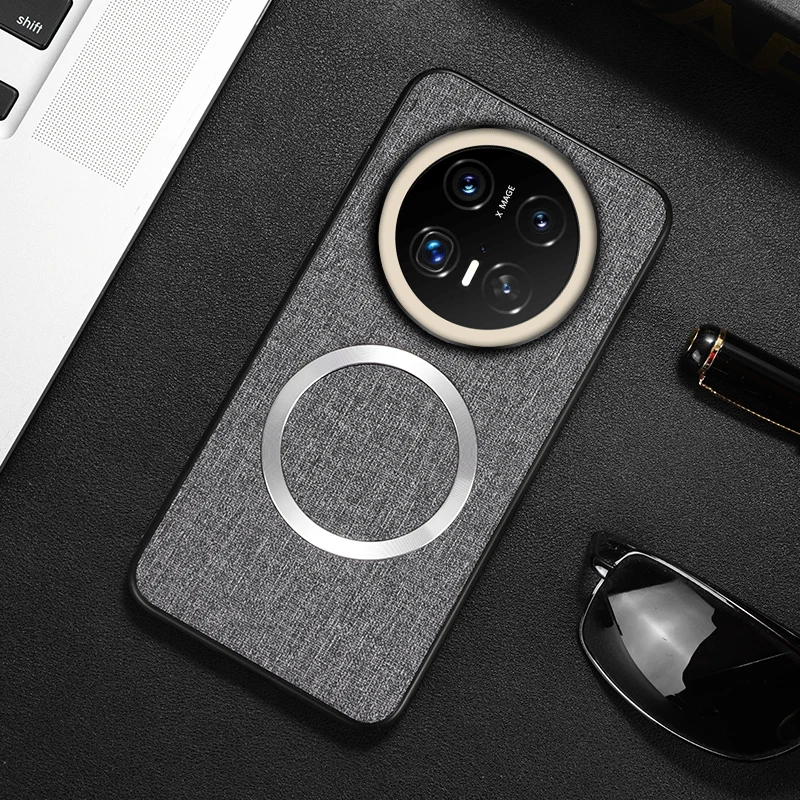 Magnetic TPU + PC Ultra-Thin Anti-Slip Woven Textile Cloth Pattern Case