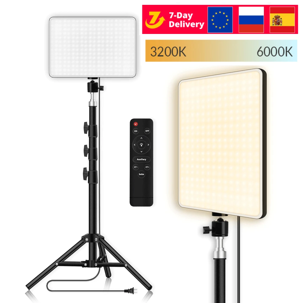 YouTube Tiktok 라이브 스트림 용 삼각대 링 조명이있는 10 인치 LED 비디오 라이트 링 패널 3200K-6000K 사진 조명 램프