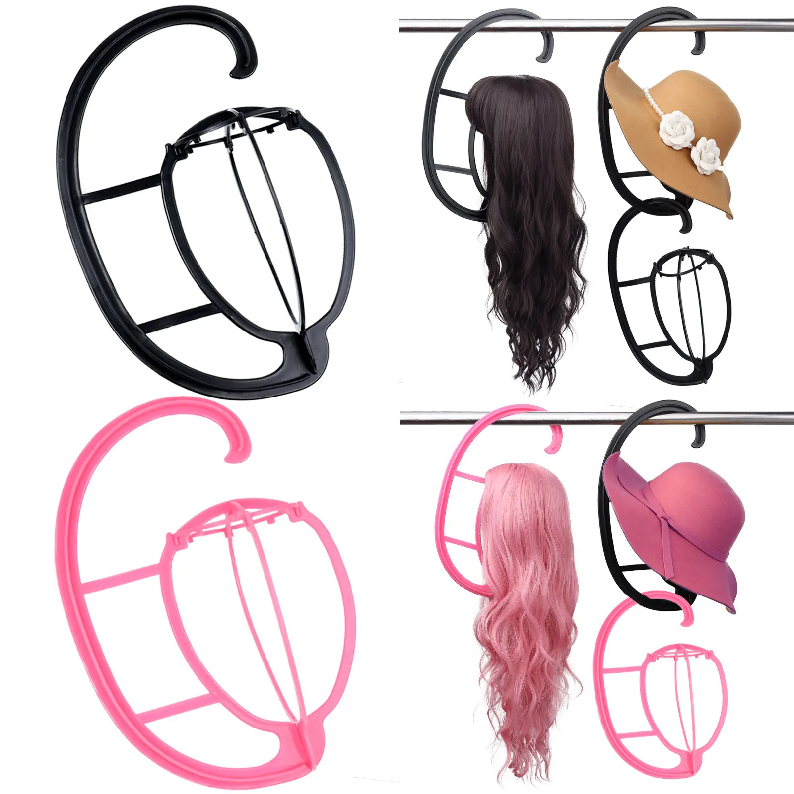 Synthetic 1/2/3PCS Hanger Portable Hanging Stand Women Wigs and Hats Collapsible Dryer Durable Collapsible Display Holder Tool