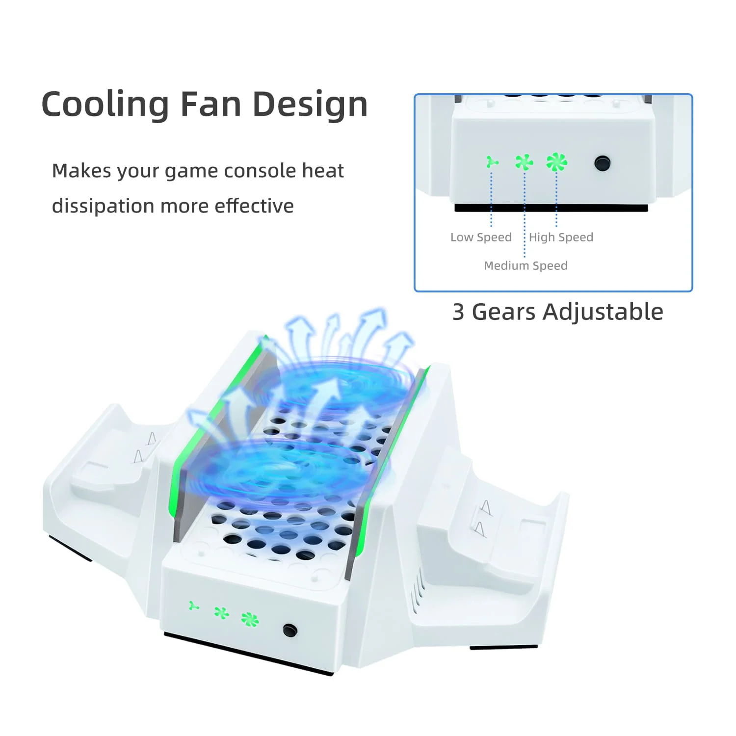 thumbnail image 2 of Cooling Stand Feet For Xbox One/PS4 - 4 Pack Anti-Skid Heightening Brackets With Luminous Green 2 of 12