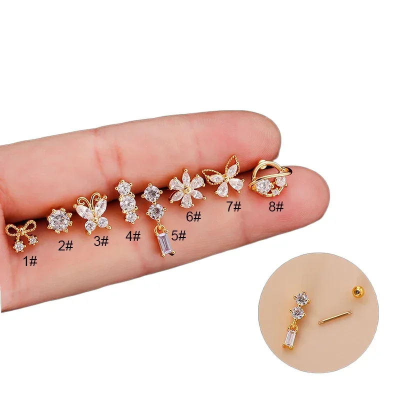 

5 шт./партия, женские серьги-гвоздики из нержавеющей стали