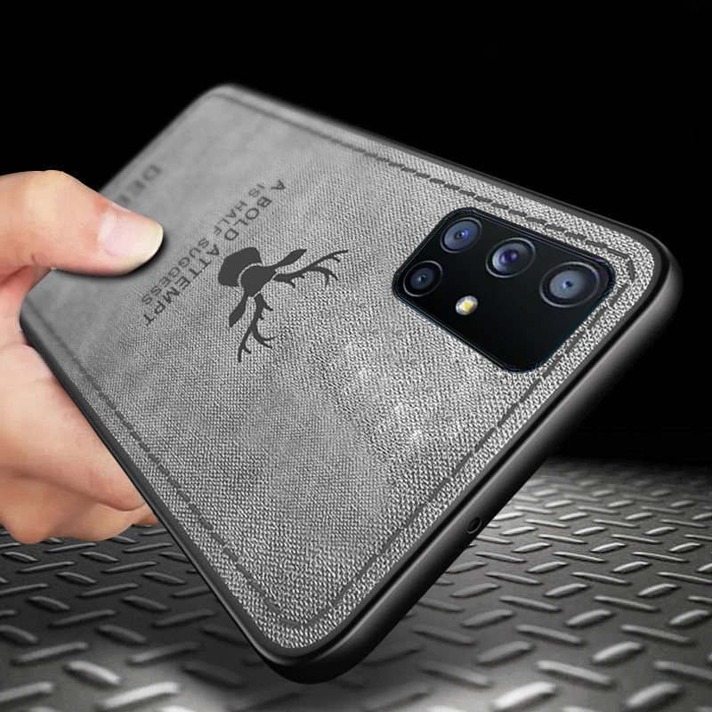 Luxury Deer Cloth Texture Phone Case For Samsung A72 A52 5G A51 A71 A70 A50 A40 A30 Shockproof Silicone Frame Hard Back Cover |
