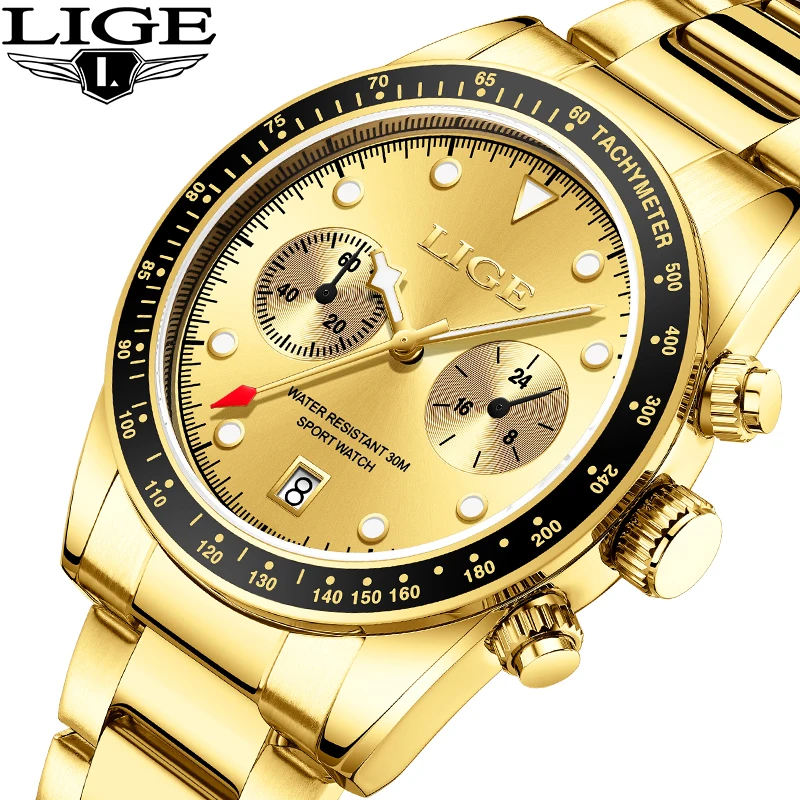 

LIGE Top Brand Luxury Quartz Men Watches Stainless Steel Band Fashion Business Casual Waterproof Wristwatch Man Watch Date Clock