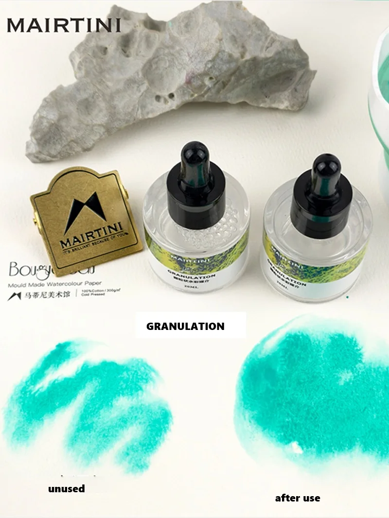 Mairtini 수채화 중간 과립화/보존제 및 FUNGAICIDE 유리병 스포이드 20ml 드로잉용 안료 분산제
