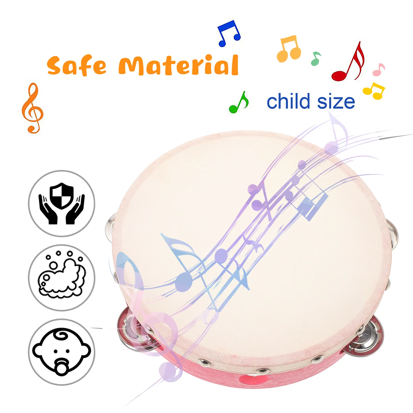 Dove Tambourine Kids Music Instrument Double Pink Artificial