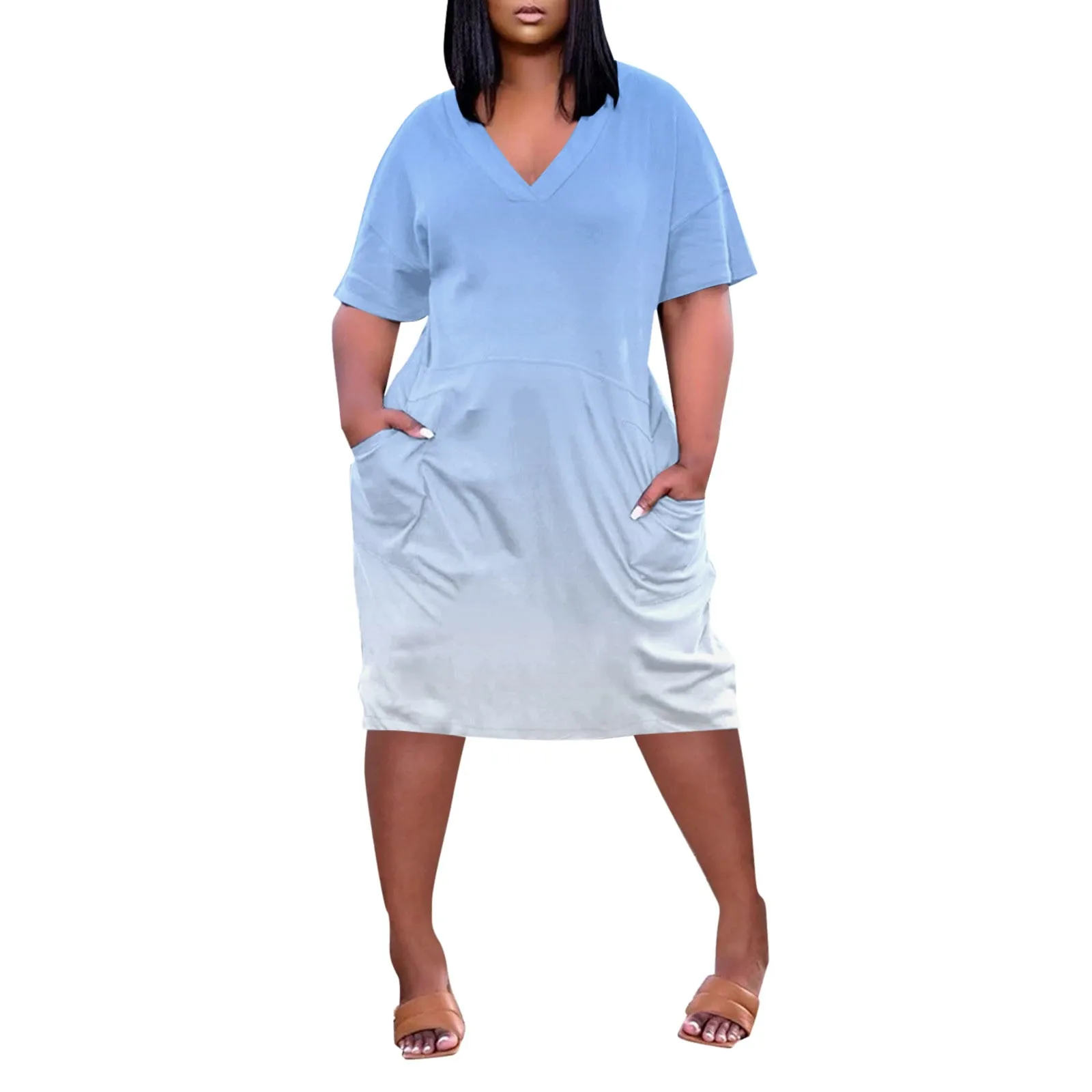 

Gradient Short Sleeve T Shirt Dresses Women Casual Boho Beach Dress Female Pockets Party Oversized Plus Size Dress Vestidos