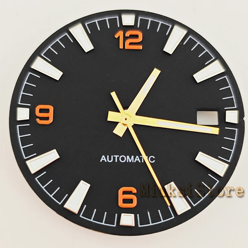 Black and White Watch Dial with Green Luminous Markers, 31mm
