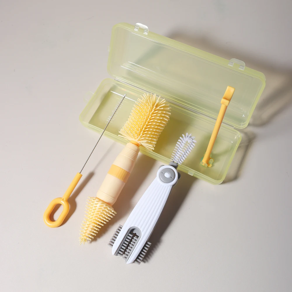 مجموعة تنظيف زجاجات الأطفال 4 في واحد، فرشاة لهاية...