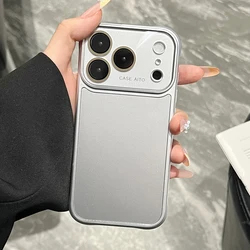 Shockproof Frosted Silver Phone Case with Glass Camera Protection and Durable Bumper Design - iPhone 15 (Silver)