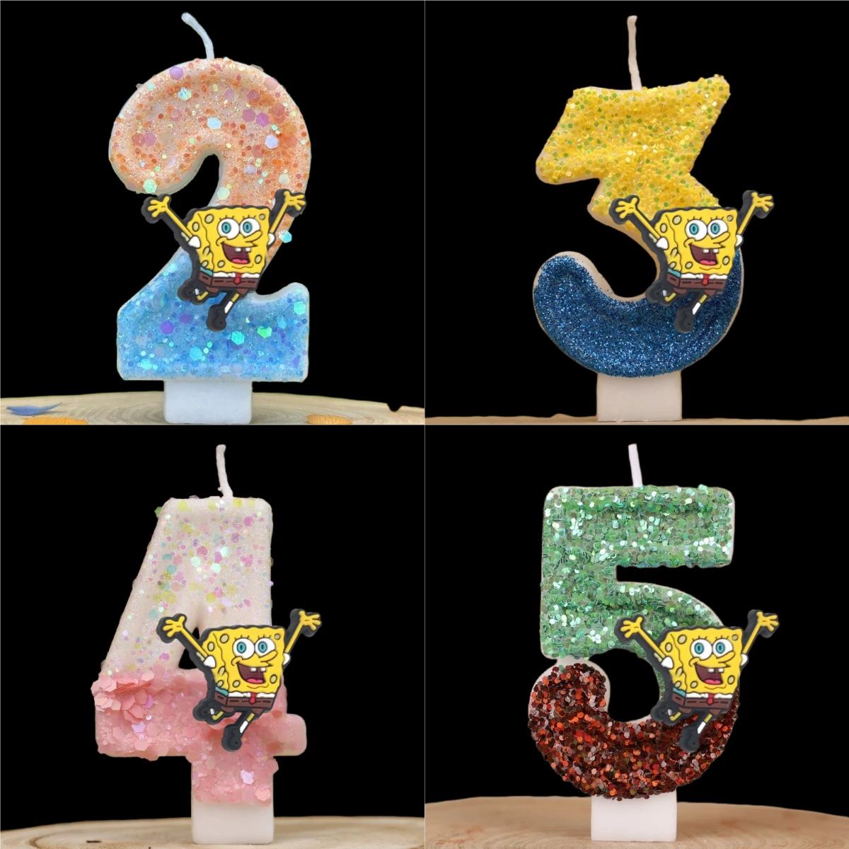Spongebob Digitale Kerze Nummer 0-9 Kinder Geburtstag Kuchen Dekoration Lieferungen Niedlichen Cartoon Anime Party Zubehör Liefert