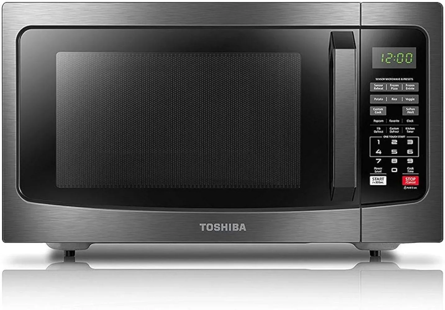 

TOSHIBA EM131A5C-BS Countertop Microwave Ovens 1.2 Cu Ft, 12.4" Removable Turntable Smart Humidity Sensor 12 Auto Menus Mute