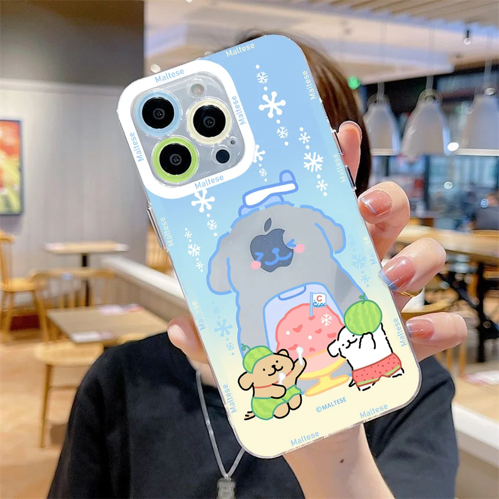 Summer Line Puppy Maltese Clear Soft Phone Case